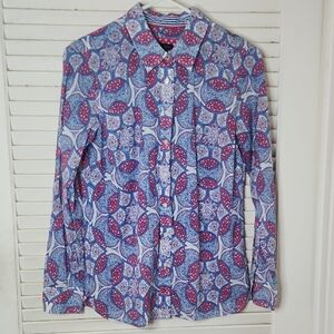 Talbots Cotton Medallion Button Front Shirt S